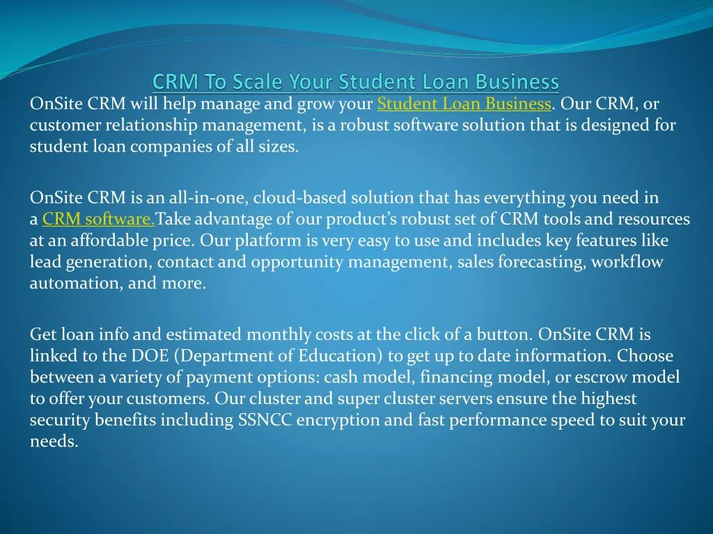 crm to scale your student loan business