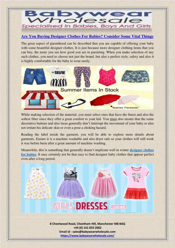 Are You Buying Designer Clothes For Babies? Consider Some Vital Things