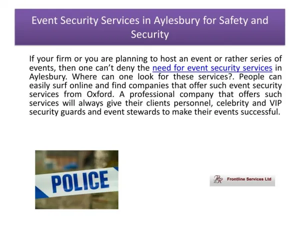 Event Security Services in Aylesbury for Safety and Security