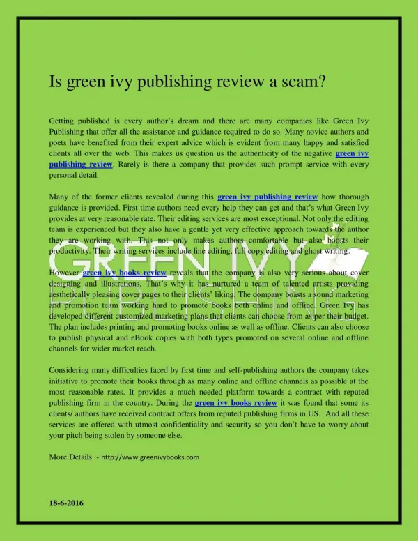 Green ivy books review