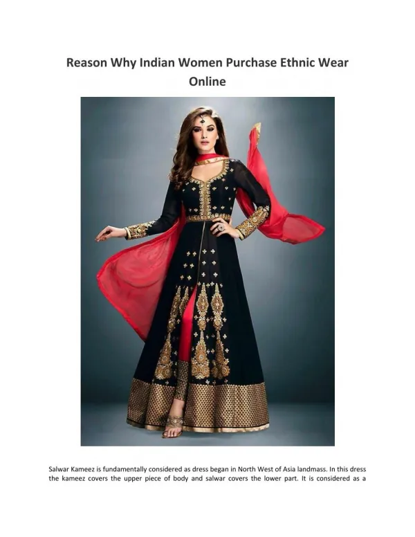 Reason Why Indian Women Purchase Ethnic Wear Online