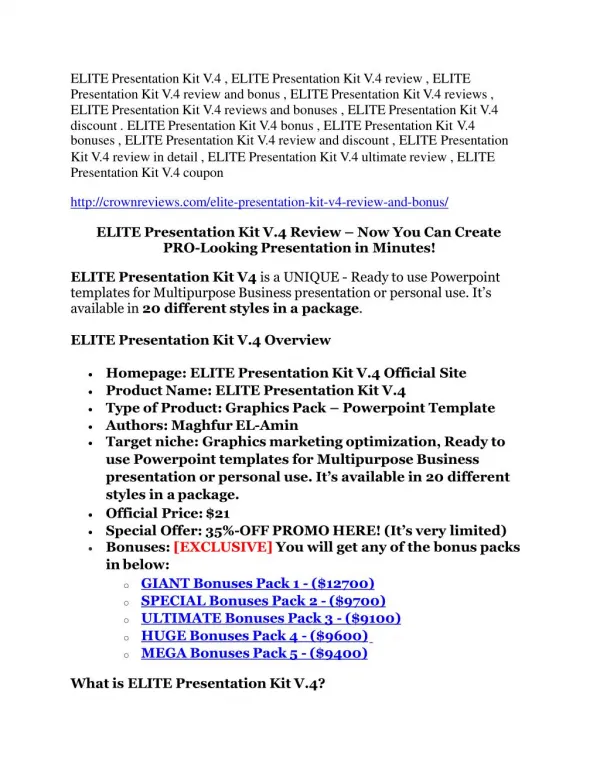 ELITE Presentation Kit V.4 review- ELITE Presentation Kit V.4 (MEGA) $21,400 bonus