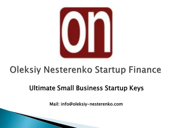 Ultimate Small Business Startup Keys by Oleksiy Nesterenko