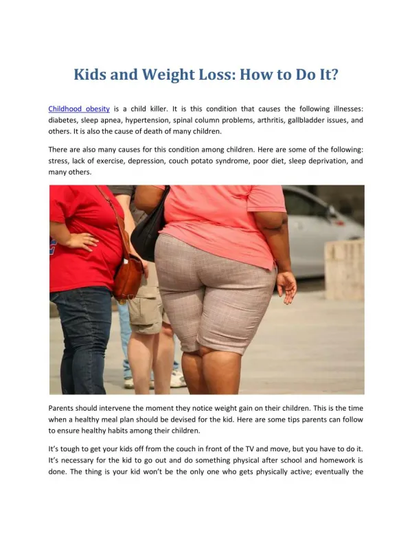 Kids and Weight Loss: How to Do It?