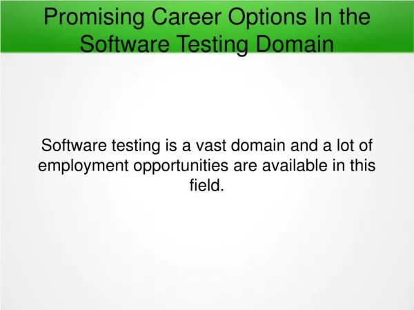 Promising Career Options In the Software Testing Field