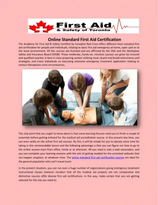 Online Standard First Aid Certification - slide 1
