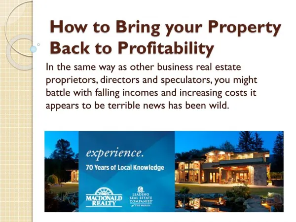How to Bring your Property Back to Profitability