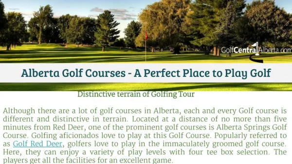 Alberta Golf Courses - A Perfect Place to Play Golf & Enjoy Vacation