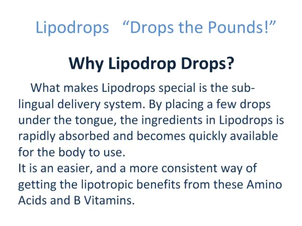 Lipodrops Drops the Pounds