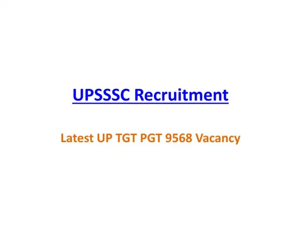 UP TGT PGT Recruitment 2016