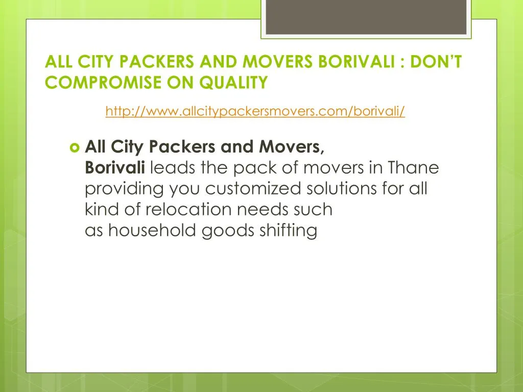 all city packers and movers borivali don t compromise on quality