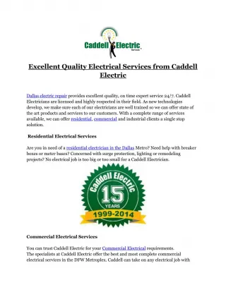Excellent Quality Electrical Services from Caddell Electric - slide 1