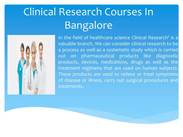 Clinical Research Courses In Bangalore For Bright Future