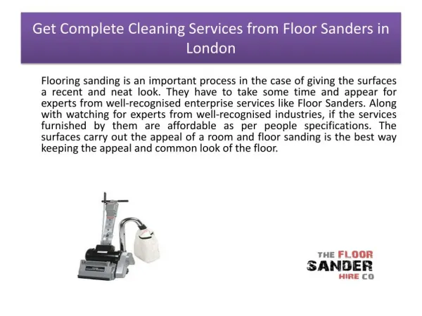 Get Complete Cleaning Services from Floor Sanders in London