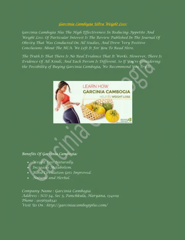 Garcinia Cambogia Ultra For Weight Loss | Garciniacambogiplus