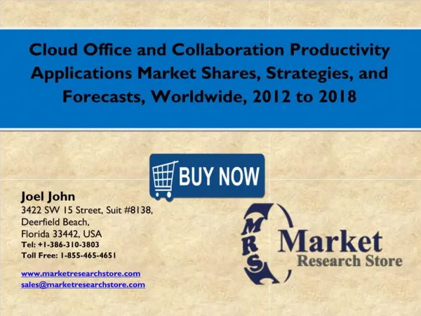 Cloud Office and Collaboration Productivity Applications Market 2016: Global Industry Size, Share, Growth, Analysis, and