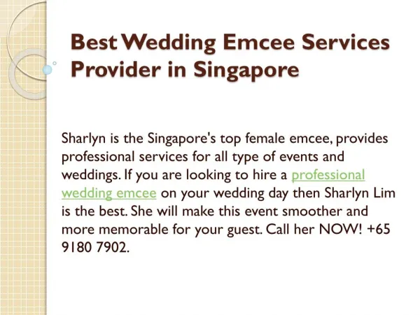 Best Wedding Emcee Services Provider in Singapore