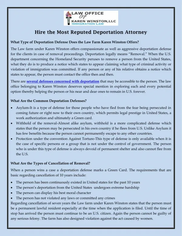 Hire the Most Reputed Deportation Attorney