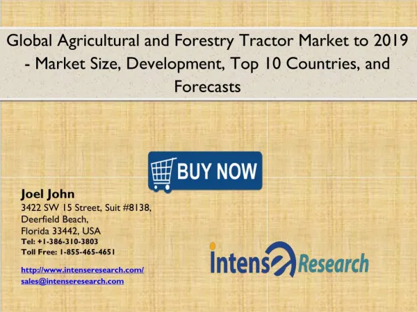 Global Agricultural and Forestry Tractor Market 2016: Industry Analysis, Market Size, Share, Growth and Forecast 2019
