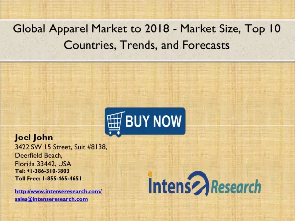 Global Apparel Market 2016: Industry Analysis, Market Size, Share, Growth and Forecast 2018