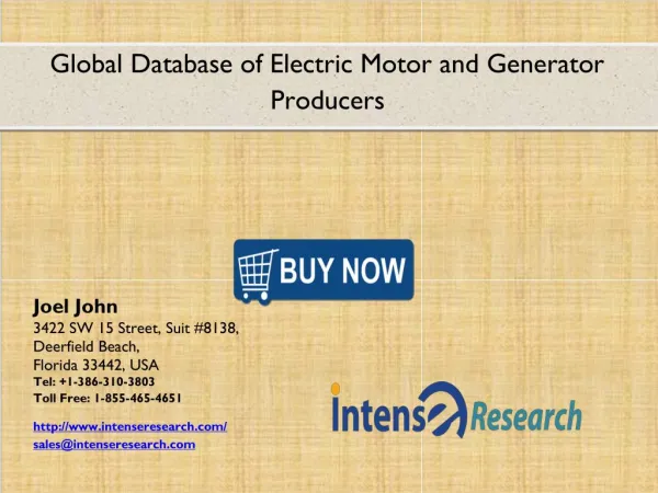 Global Database of Electric Motor and Generator Producers Market 2016: Industry Analysis, Market Size, Share, Growth and