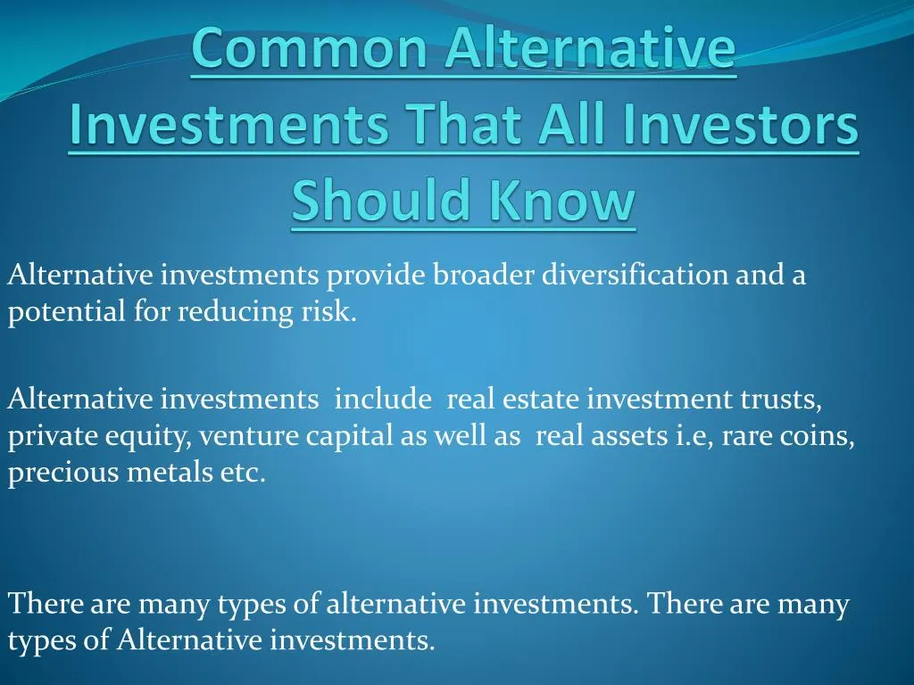 common alternative investments that all investors should know