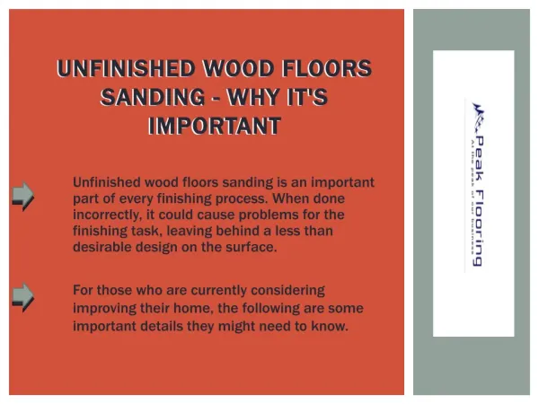 Unfinished Wood Floors Sanding - Why It's Important