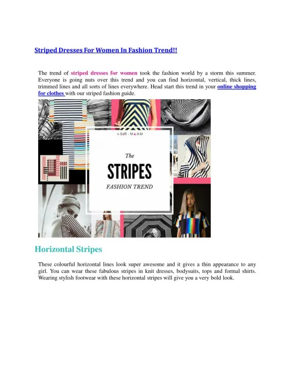 Striped Dresses For Women In Fashion Trend!!