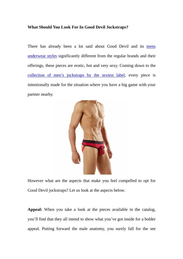 What Should You Look For In Good Devil Jockstraps?