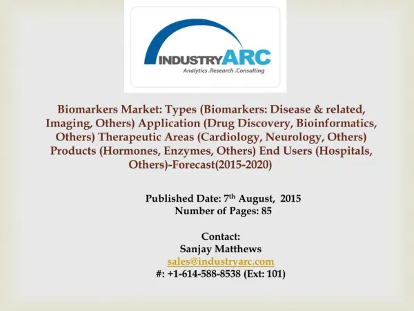 Biomarkers Market: high applications in diagnostic labs