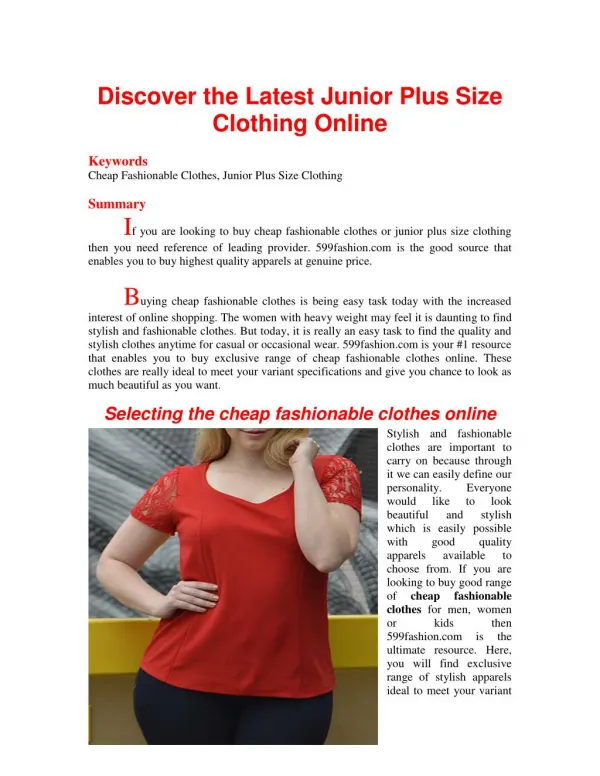 Discover the Latest Junior Plus Size Clothing Online