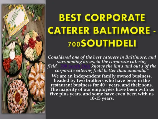 Best Corporate Caterer Baltimore