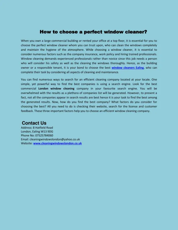 How to choose a perfect window cleaner?