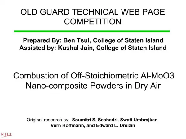 OLD GUARD TECHNICAL WEB PAGE COMPETITION