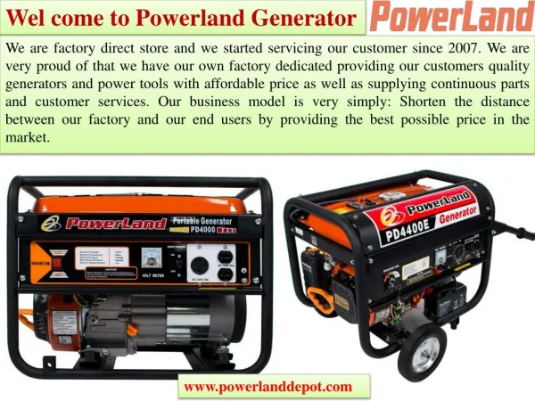 Wel come to Powerland Generator