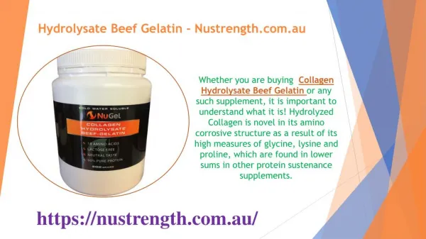 Hydrolysate Beef Gelatin - Nustrength.com.au