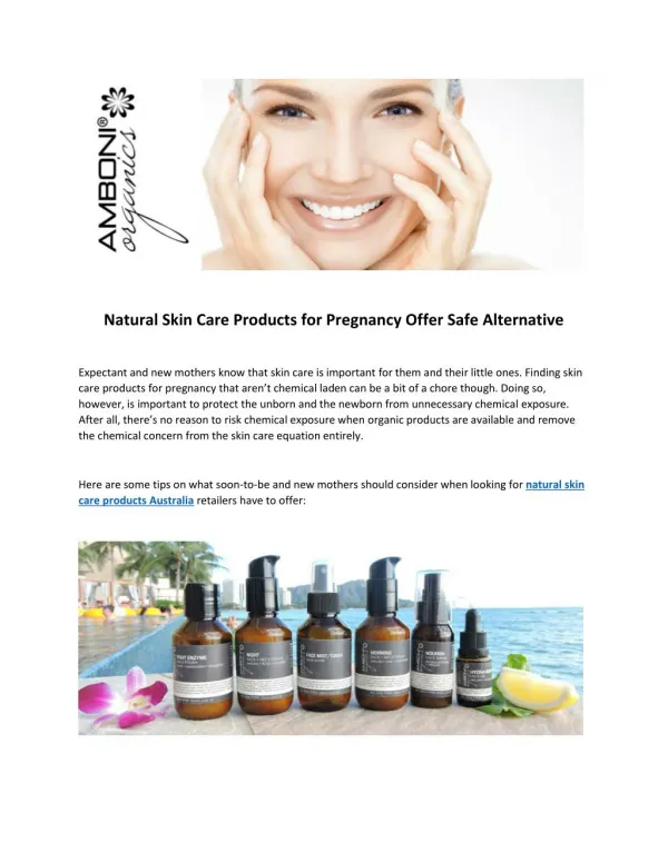 Natural Skin Care Products for Pregnancy Australia