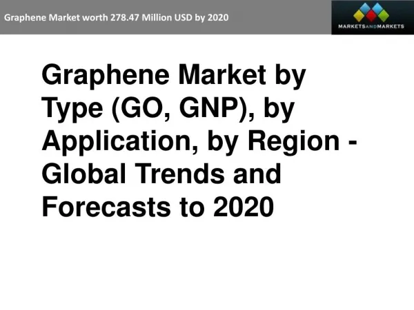 Graphene Market worth 278.47 Million USD by 2020