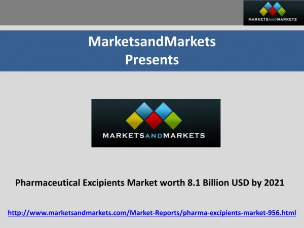 Pharmaceutical Excipients Market worth 8.1 Billion USD by 2021