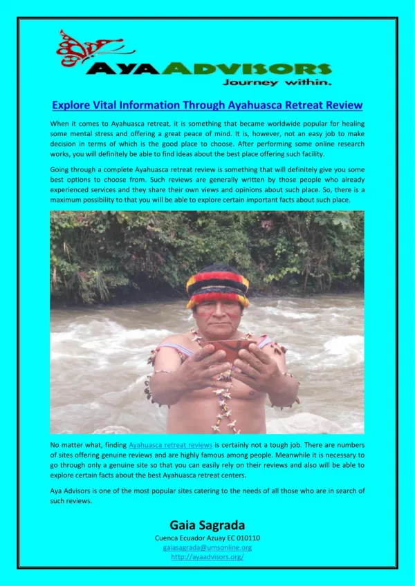 Explore Vital Information Through Ayahuasca Retreat Review
