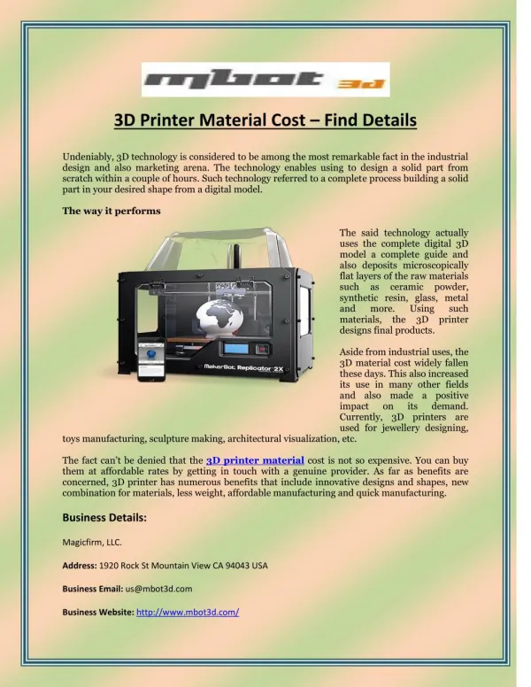 3D Printer Material Cost – Find Details