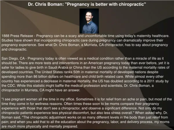 Dr. Chris Boman: "Pregnancy is better with chiropractic"