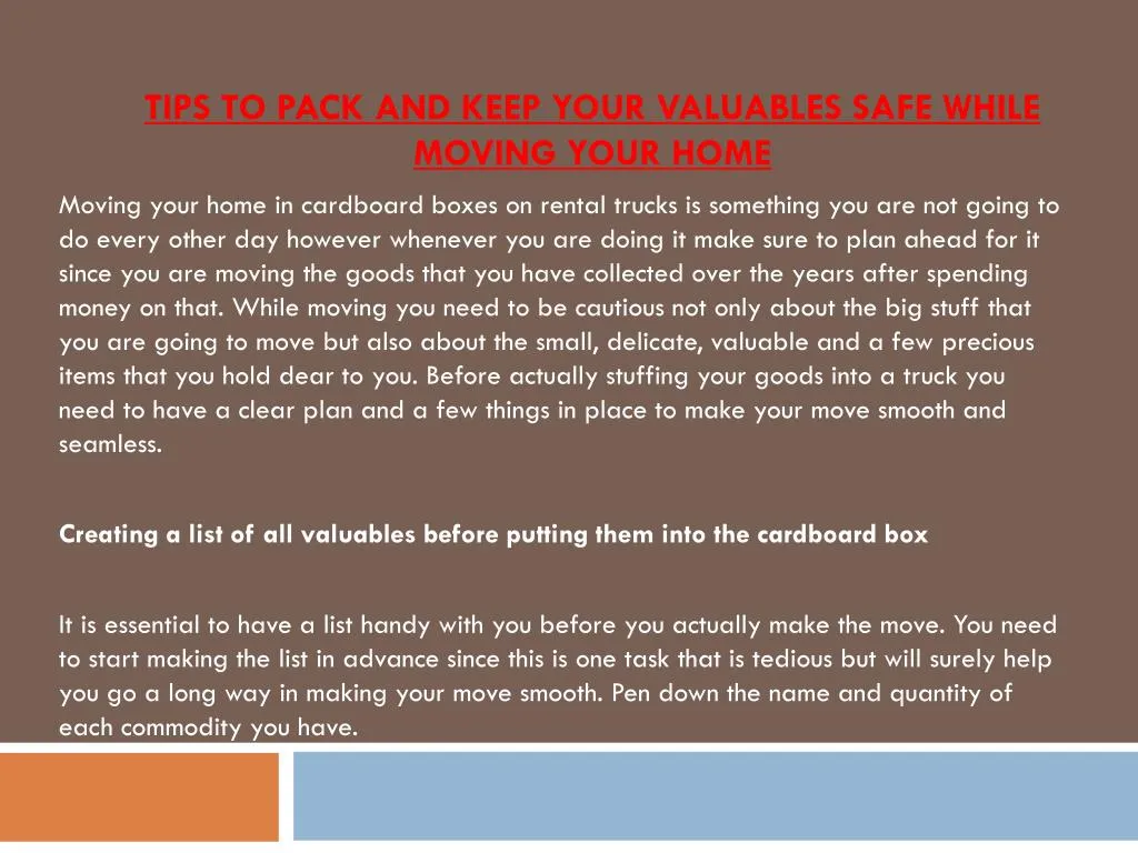 tips to pack and keep your valuables safe while moving your home