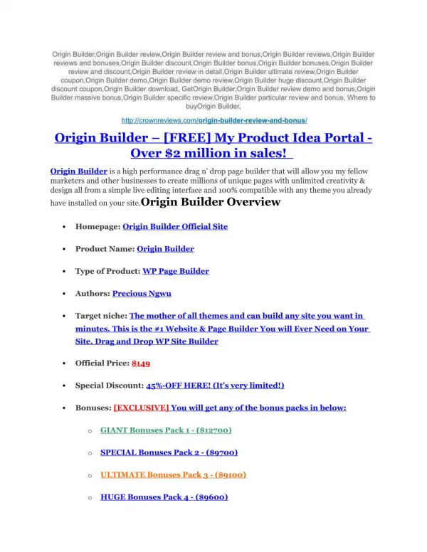 Origin Builder review - Origin Builder top notch features