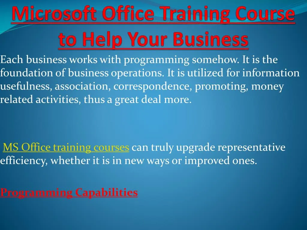 microsoft office training course to help your business