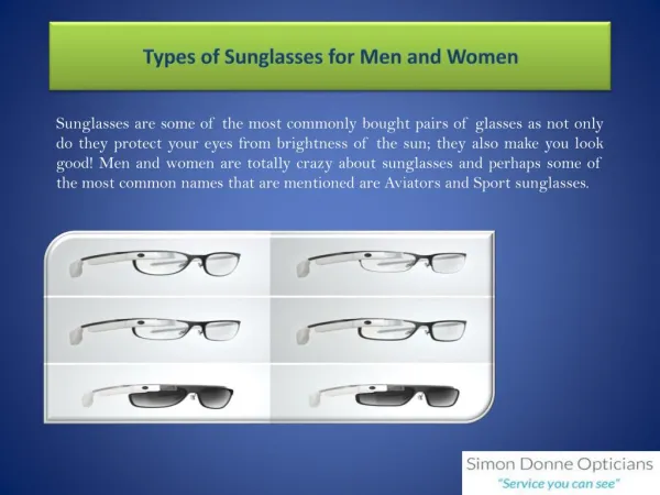 Types of Sunglasses for Men and Women