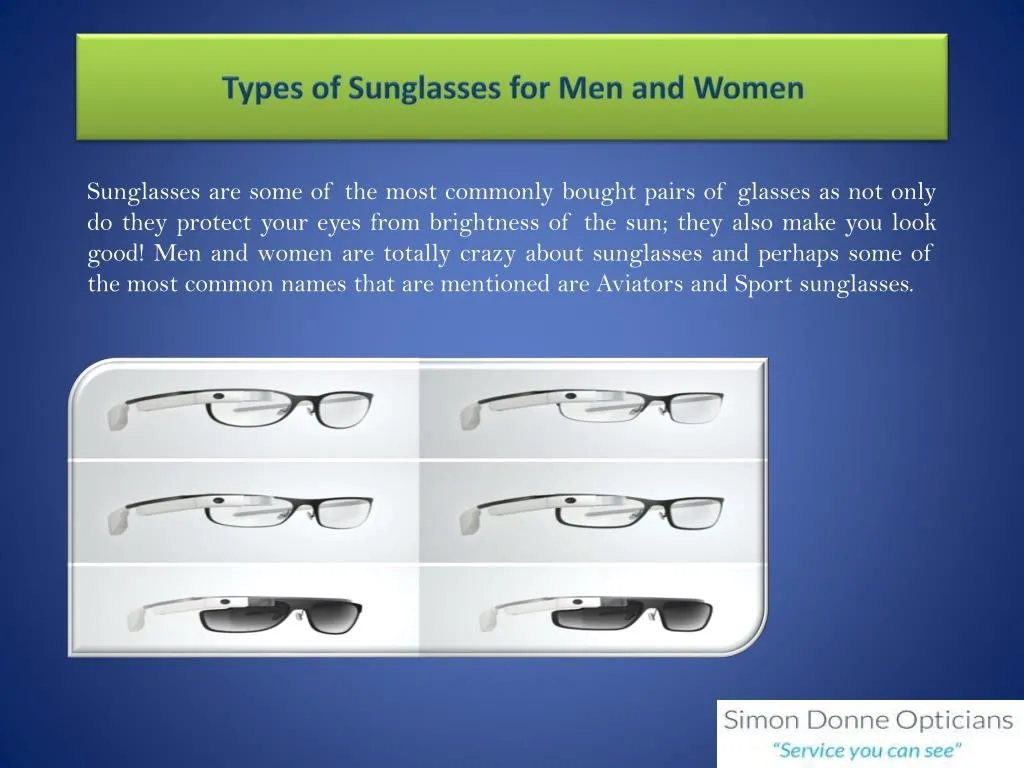 types of sunglasses for men and women