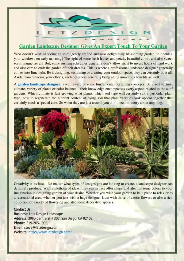Garden Landscape Designer Gives An Expert Touch To Your Garden