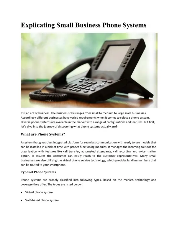 Explicating Small Business Phone Systems