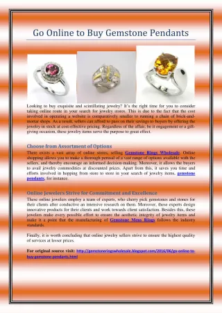 Go Online to Buy Gemstone Pendants